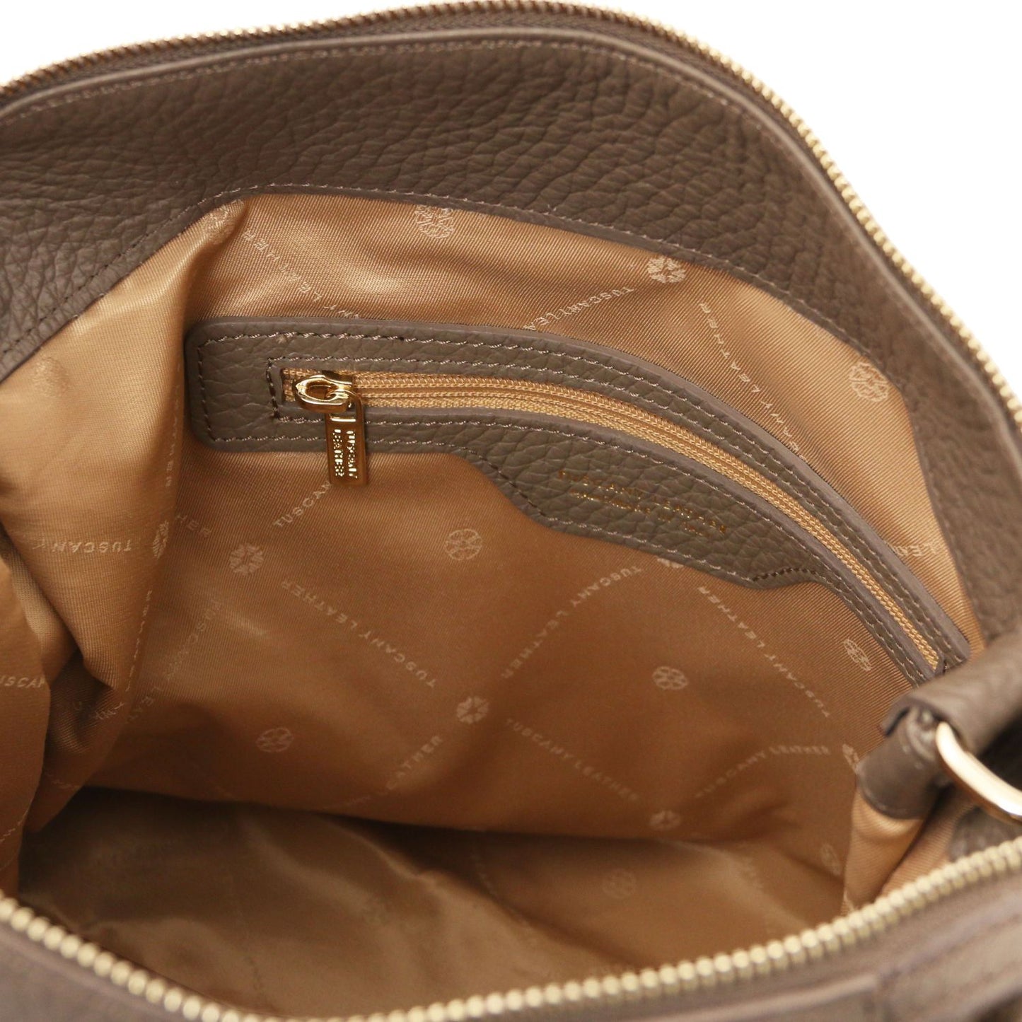 Amy Soft Leather Tote Bag Dark Taupe Designer Interior Brown Couture Zip pocket details by Montipi Australia