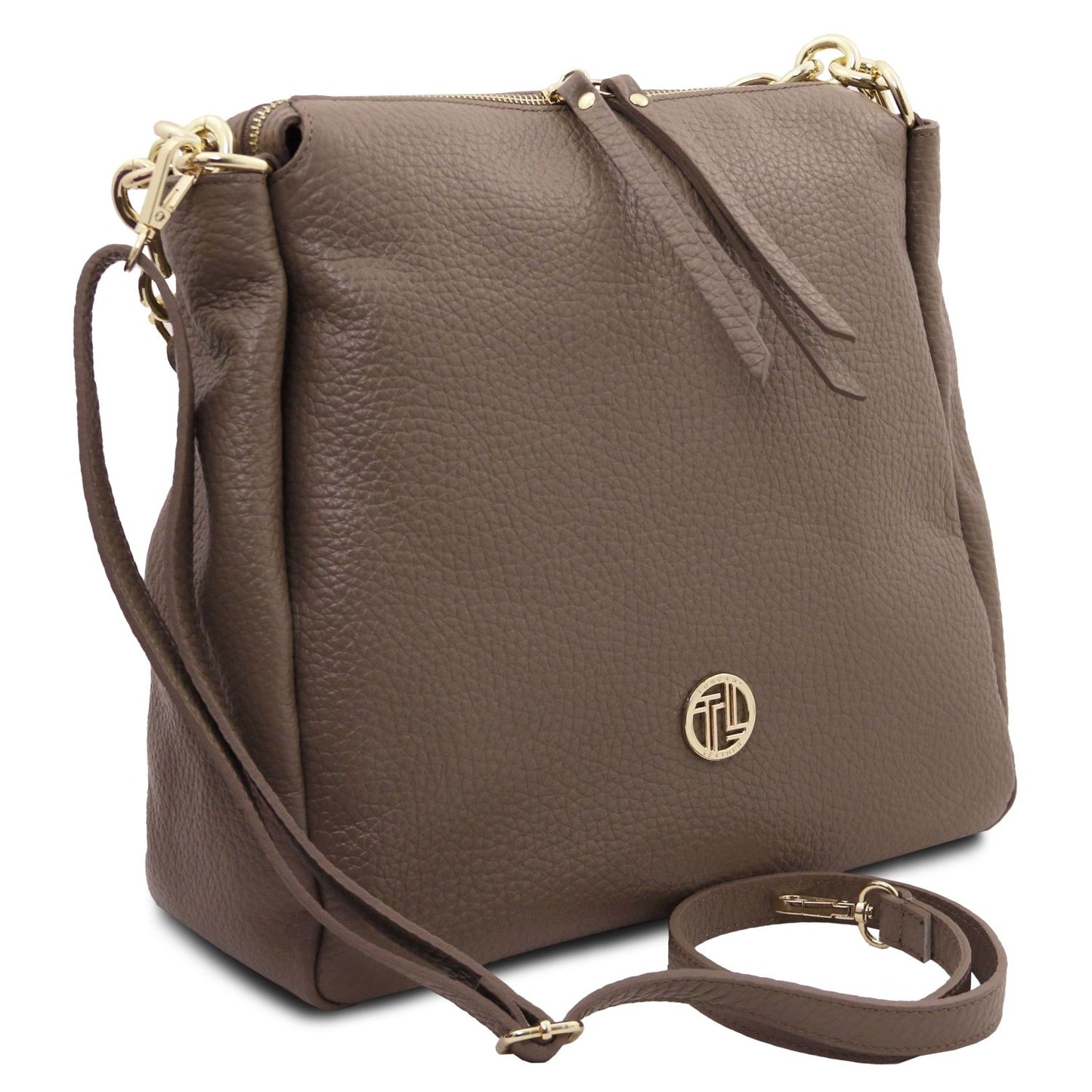 Amy Soft Leather Tote Bag Dark Taupe Pebbled Leather by Montipi Australia
