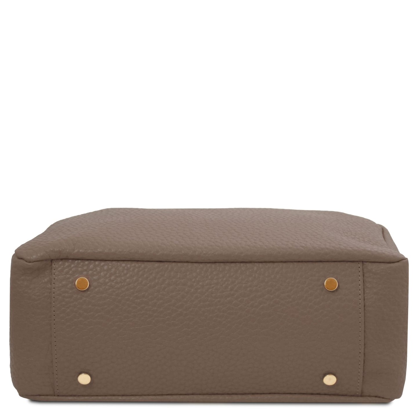 Amy Soft Leather Tote Bag Dark Taupe with Protective gold tone Hardware at the Bottom of the Bag by Montipi Australia