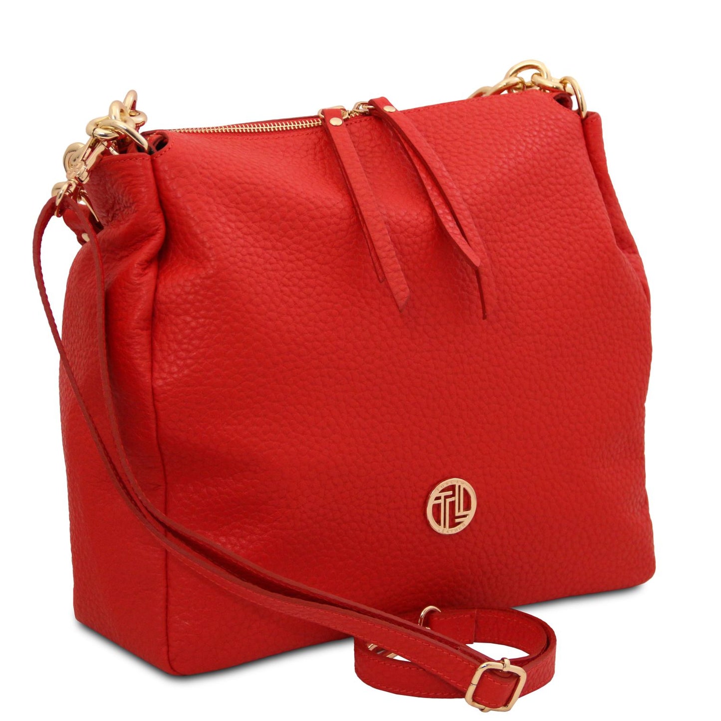 Amy Soft Leather Tote Bag Red Pebbled Leather by Montipi Australia