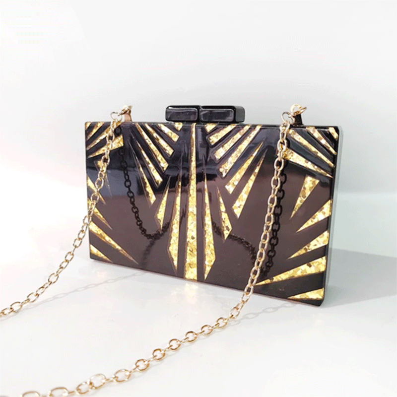 Art Deco Black Acrylic Clutch Bag Montipi