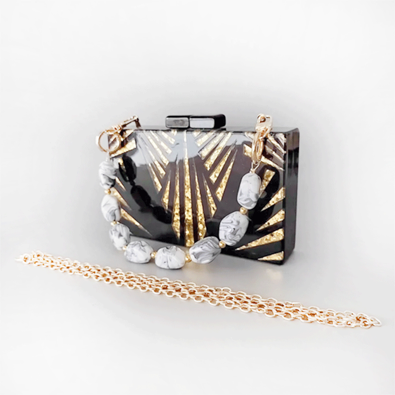 Art Deco Black Acrylic Clutch Bag Montipi