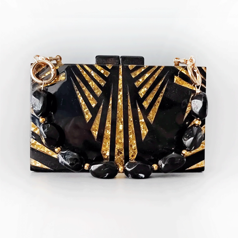 Art Deco Black Acrylic Clutch Bag Montipi