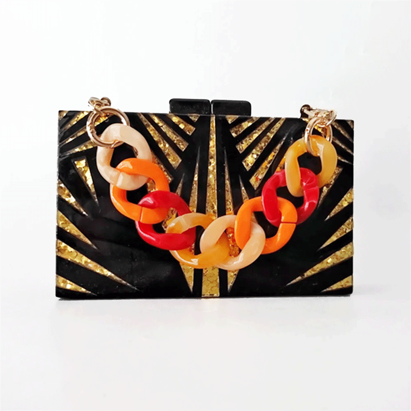 Art Deco Black Acrylic Clutch Bag Montipi