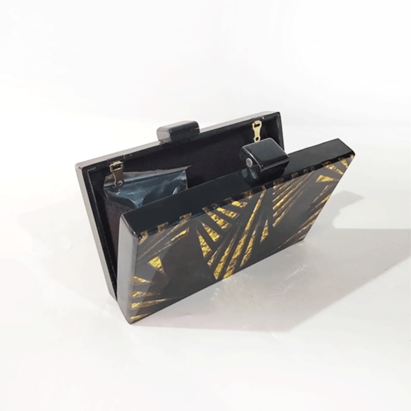 Art Deco Black Acrylic Clutch Bag Montipi