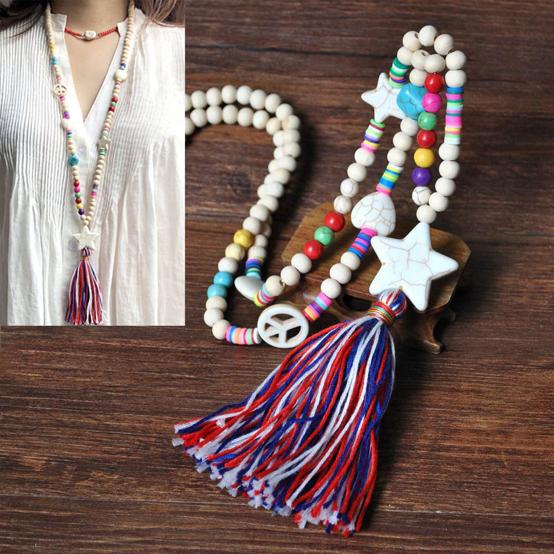 Beach Boho Hippie Colours Beaded Necklace Montipi