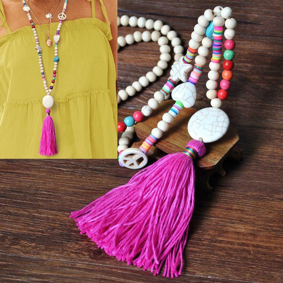 Beach Boho Hippie Colours Beaded Necklace Montipi