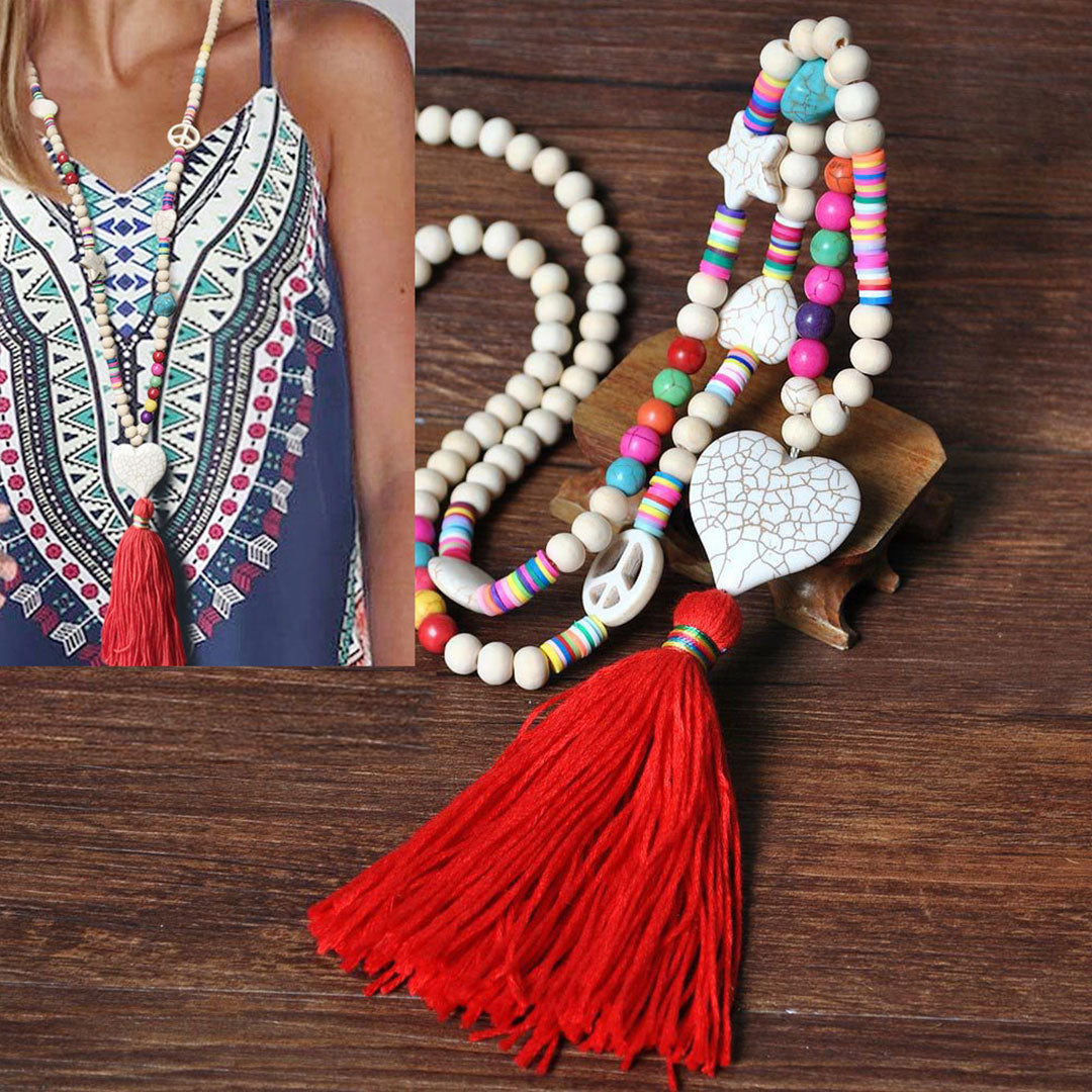 Beach Boho Hippie Colours Beaded Necklace Montipi