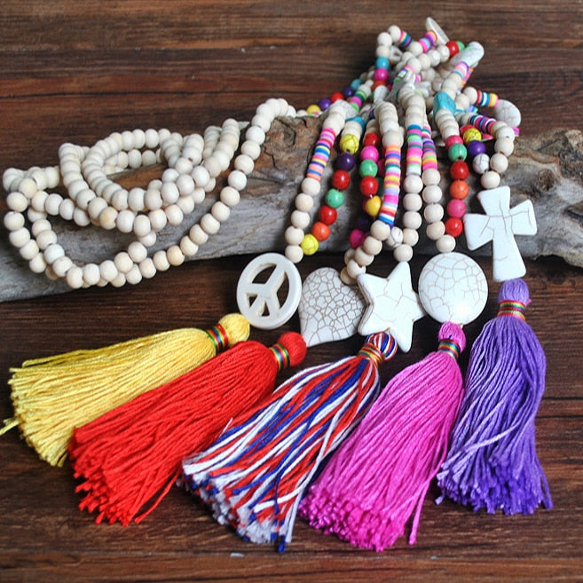 Beach Boho Hippie Colours Beaded Necklace Montipi