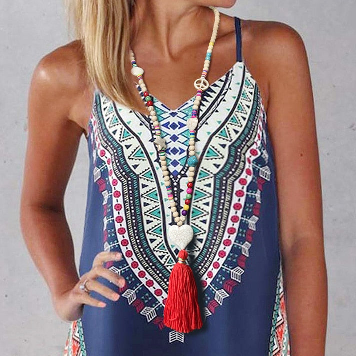 Beach Boho Hippie Colours Beaded Necklace Montipi