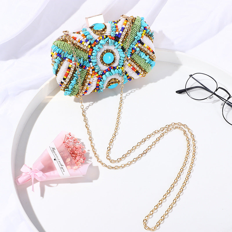 Beaded Turquoise Ibiza Clutch Bag Montipi