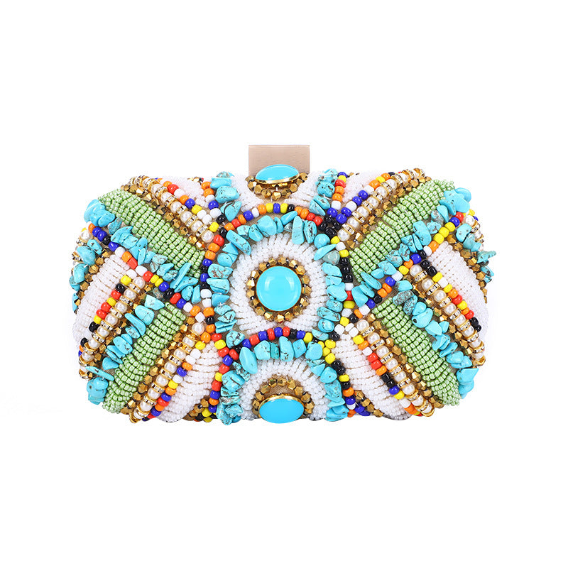 Beaded Turquoise Ibiza Clutch Bag Montipi