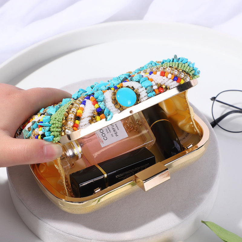 Beaded Turquoise Ibiza Clutch Bag Montipi