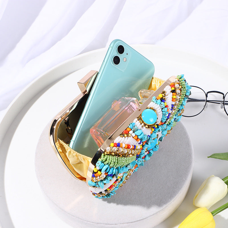 Beaded Turquoise Ibiza Clutch Bag Montipi
