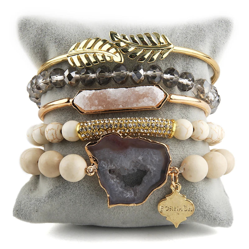 Beige Fantasy Beaded Bracelet Set by Montipi Australia