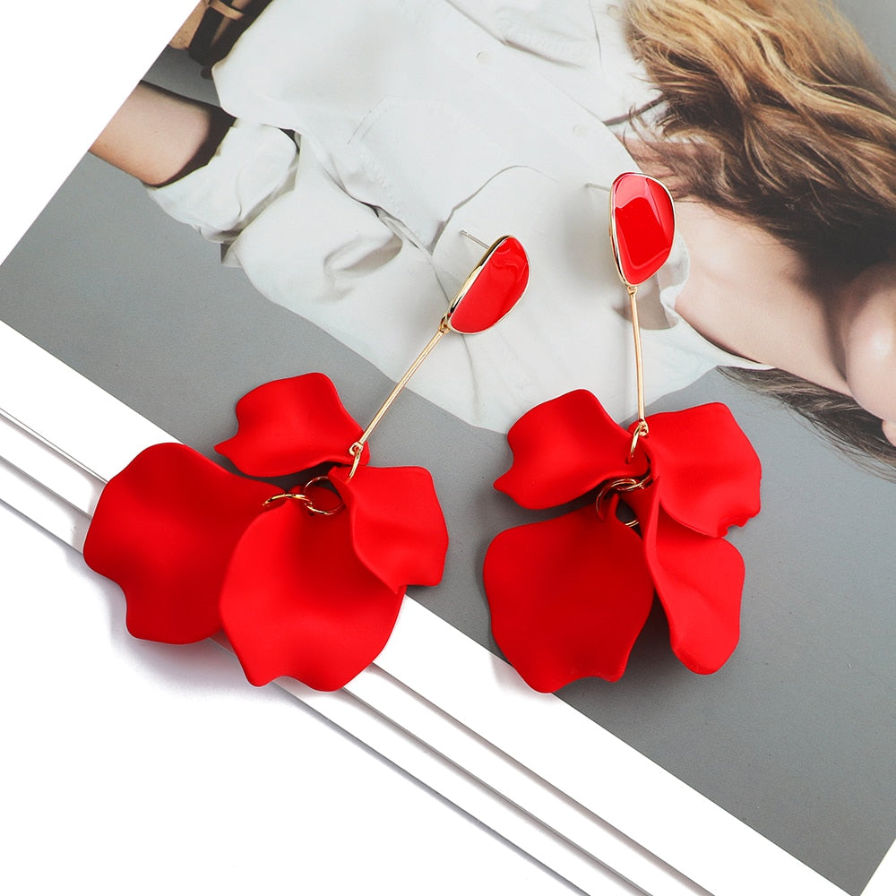 Bella Acrylic Red Petal Drop Earrings by Montipi