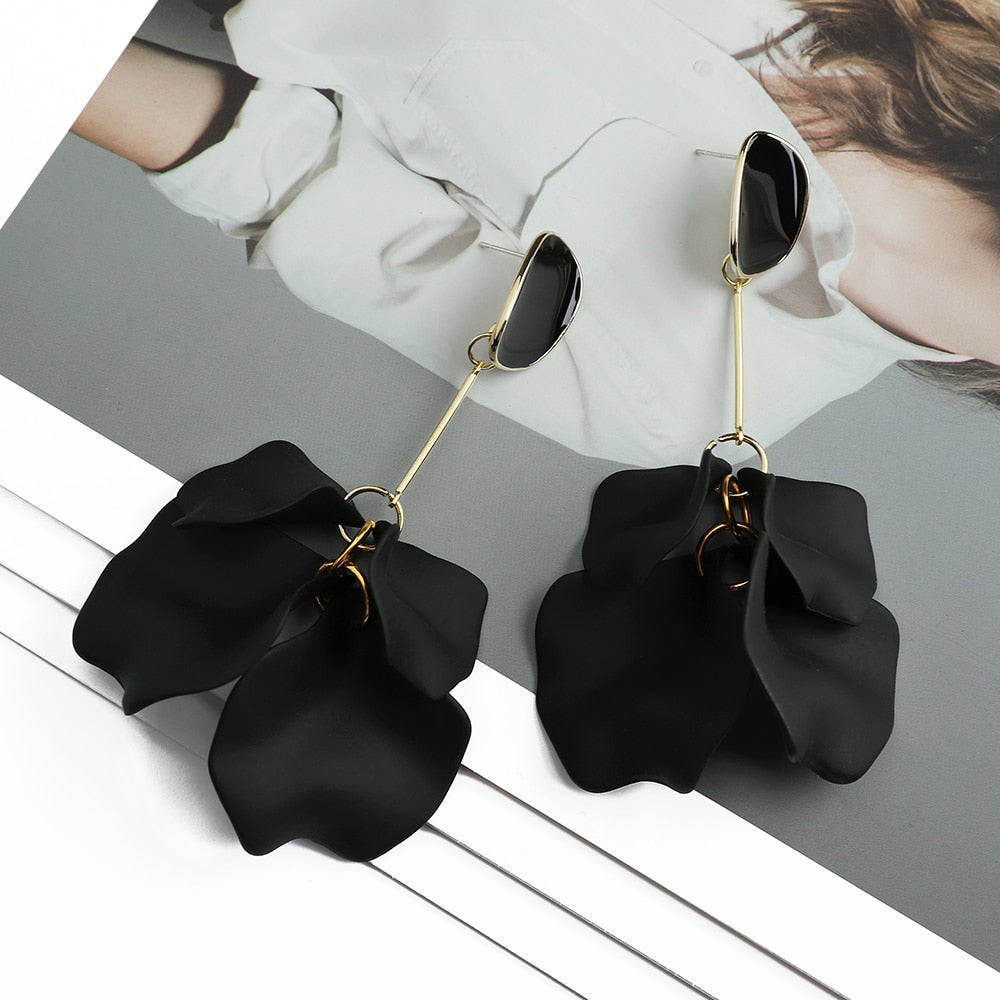 Bella Acrylic Black Petal Drop Earrings by Montipi