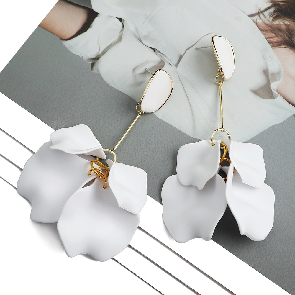 Bella Acrylic White Petal Drop Earrings by Montipi