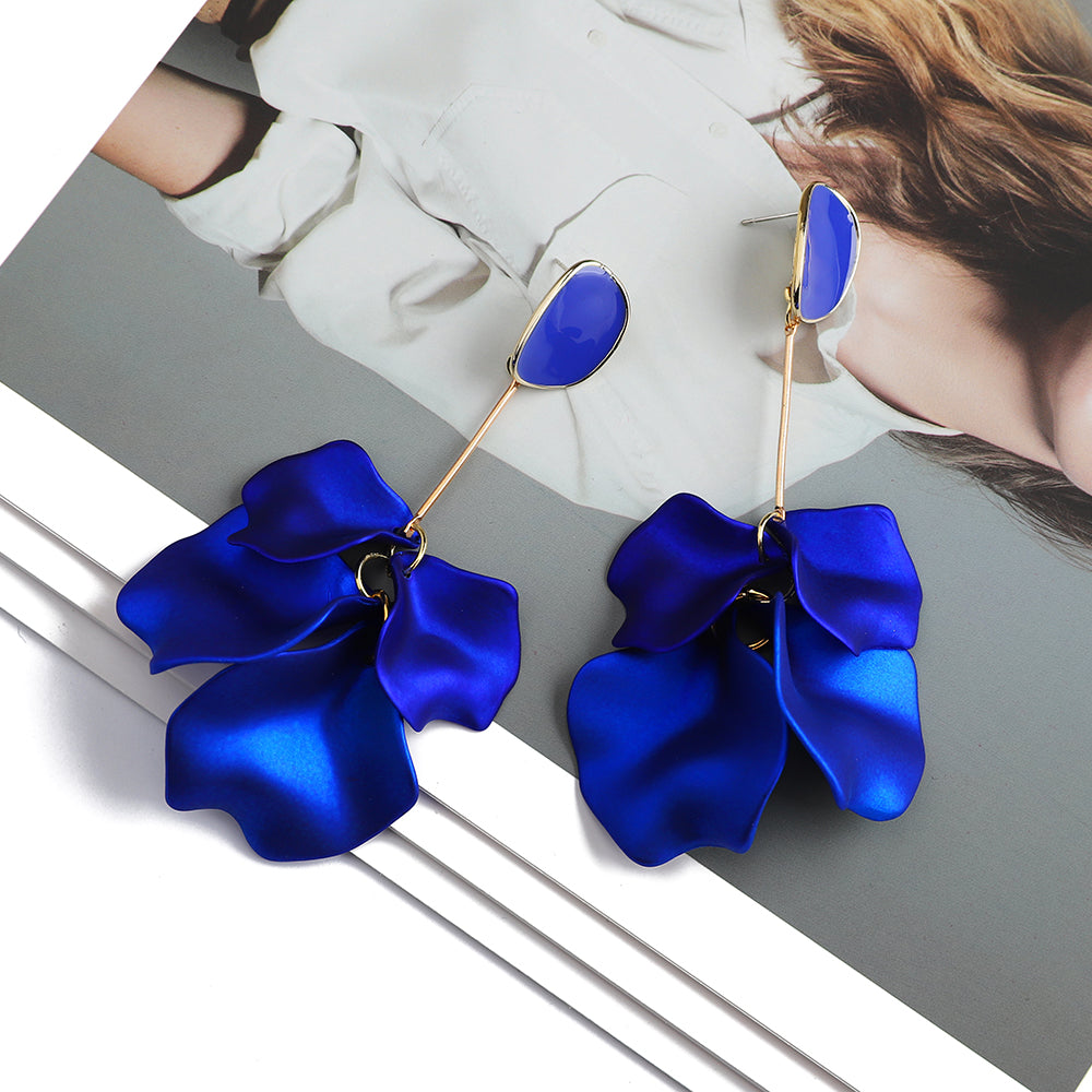 Bella Acrylic Electric Blue Petal Drop Earrings by Montipi
