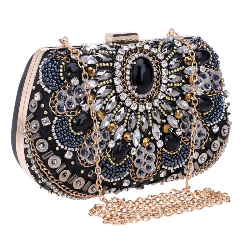 Bohemian Black Crystal Clutch Montipi
