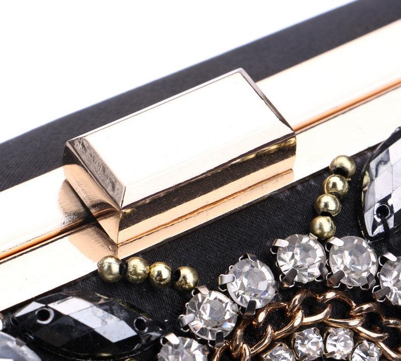 Bohemian Black Crystal Clutch Montipi
