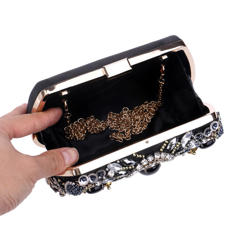 Bohemian Black Crystal Clutch Montipi