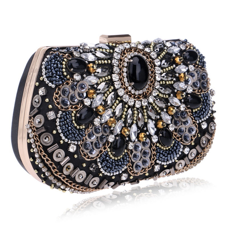Bohemian Black Crystal Clutch Montipi