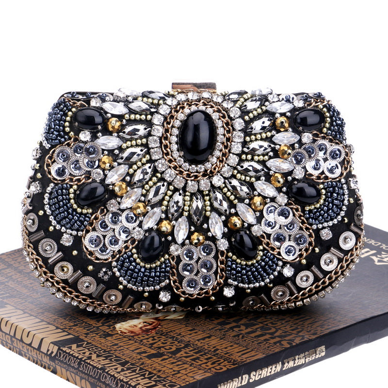 Bohemian Black Crystal Clutch Montipi