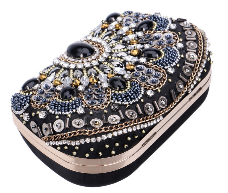 Bohemian Black Crystal Clutch Montipi