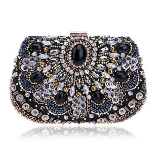 Bohemian Black Crystal Clutch Montipi