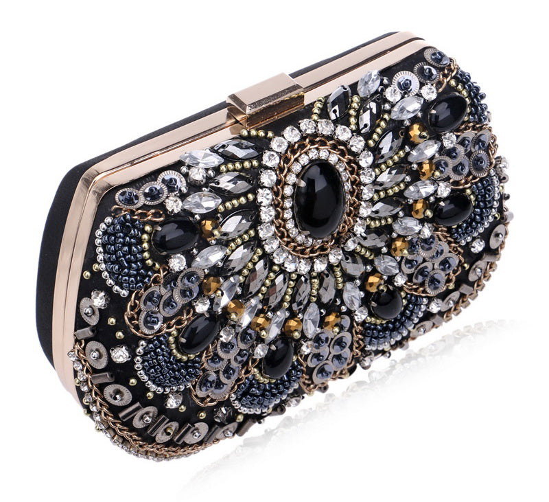 Bohemian Black Crystal Clutch Montipi