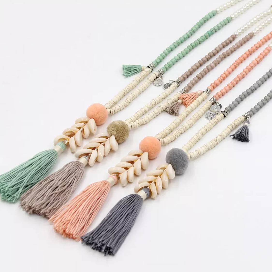 Bohemian Cowrie Shell Tassel Long Necklace Montipi