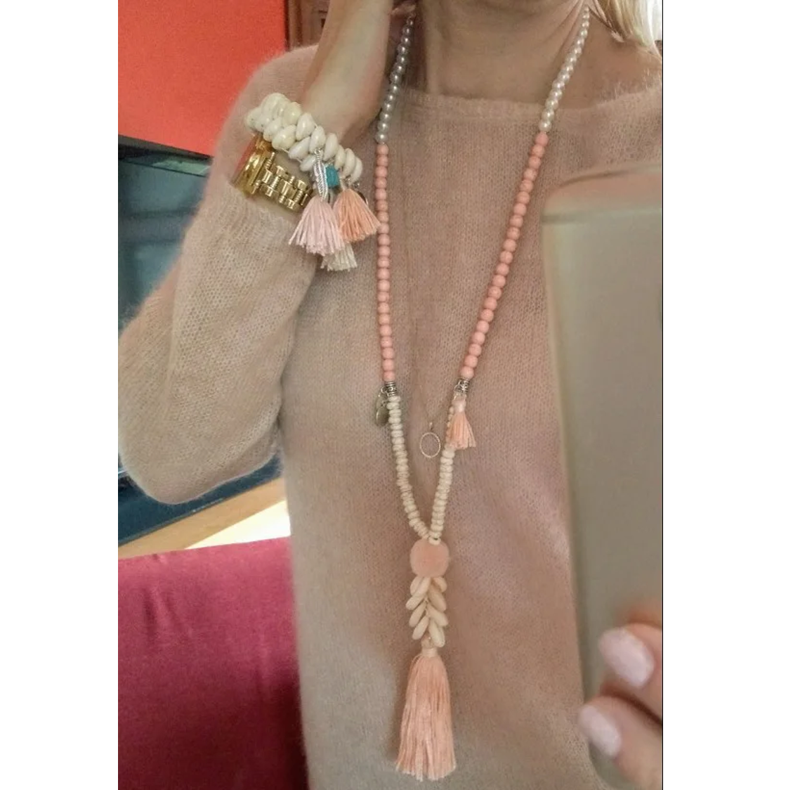 Bohemian Cowrie Shell Tassel Long Necklace Montipi
