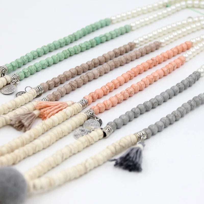 Bohemian Cowrie Shell Tassel Long Necklace Montipi
