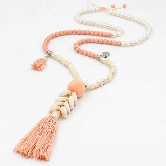 Bohemian Cowrie Shell Tassel Long Necklace Montipi