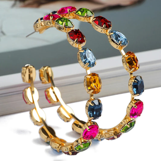Boho Chic Colourful Crystal Loop Earrings Montipi