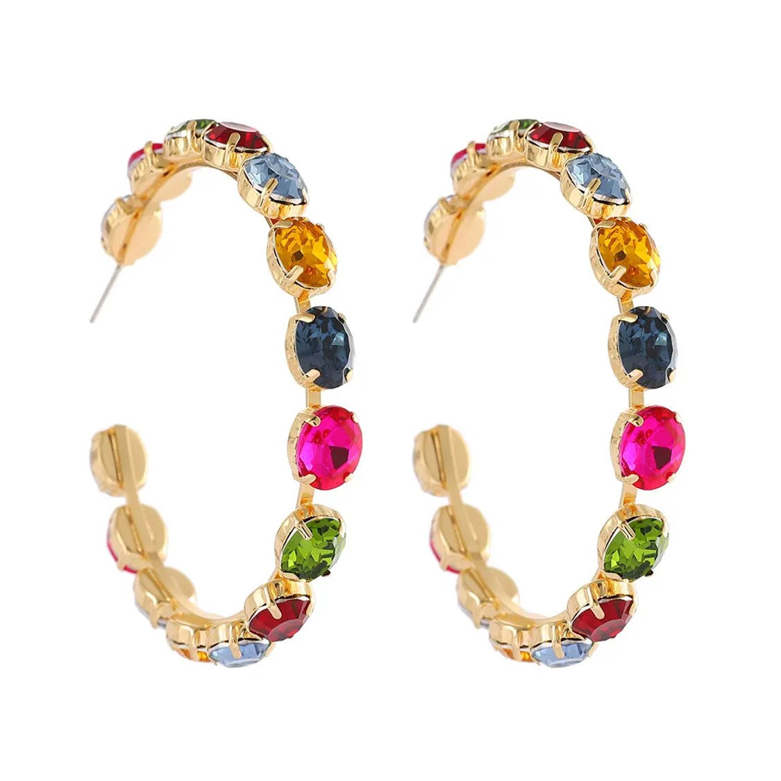 Boho Chic Colourful Crystal Loop Earrings Montipi