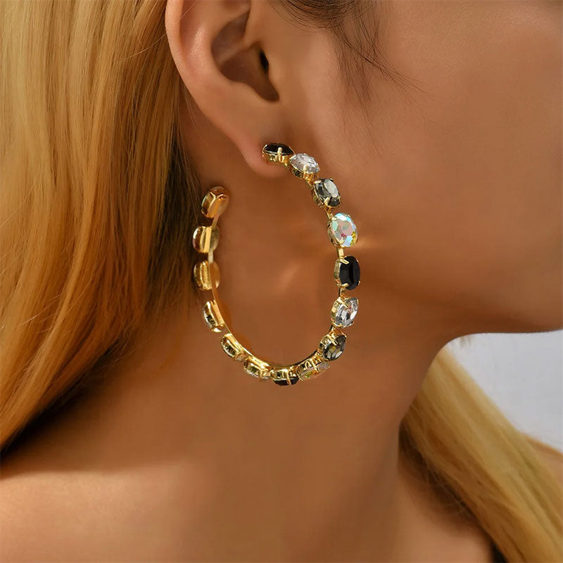 Boho Chic Colourful Crystal Loop Earrings Montipi