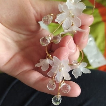 Bridal Boho Chic White Flower Earrings Montipi