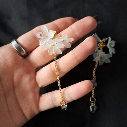 Bridal Boho Chic White Flower Earrings Montipi