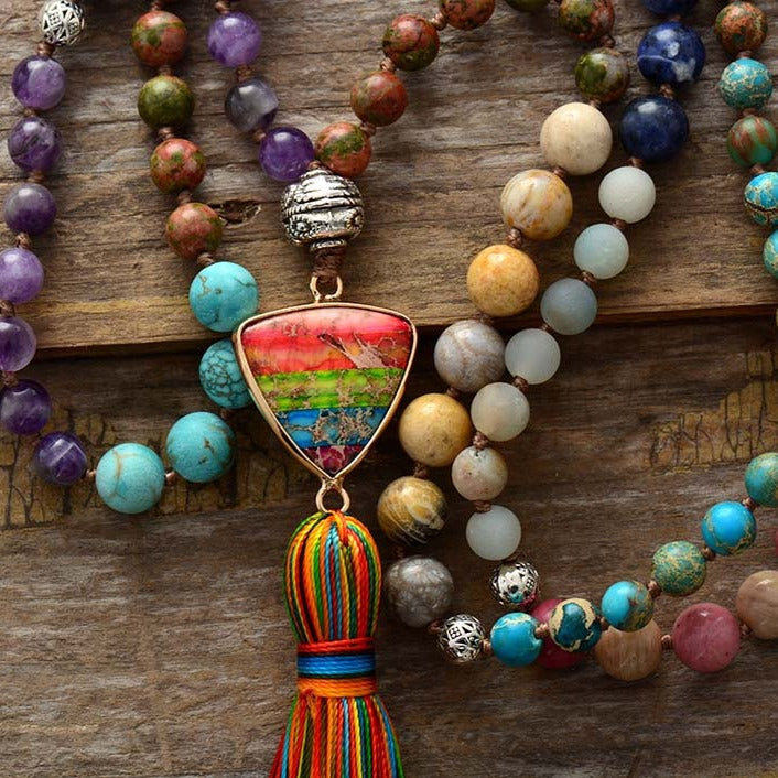 Chakra Natural Stones Beaded Necklace Montipi