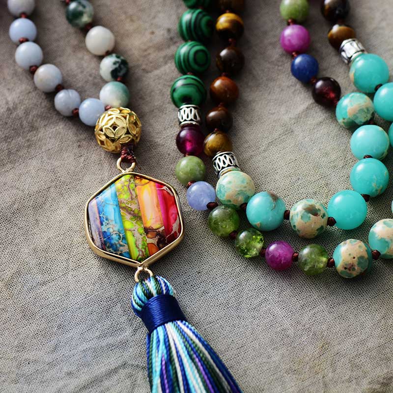 Chakra Natural Stones Beaded Necklace Montipi