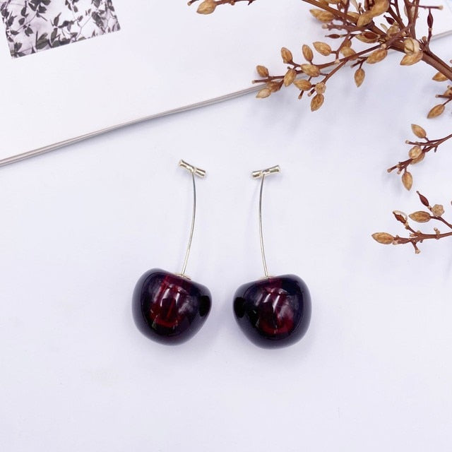 Cherry Earrings Resin Drop Earrings Montipi