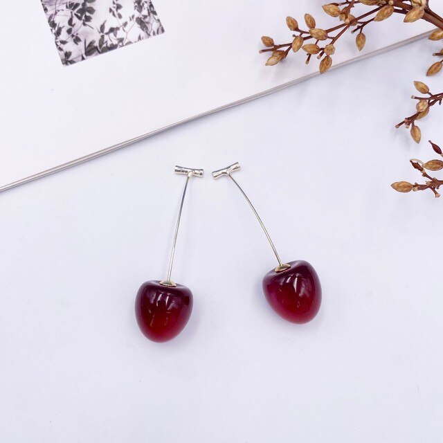 Cherry Earrings Resin Drop Earrings Montipi
