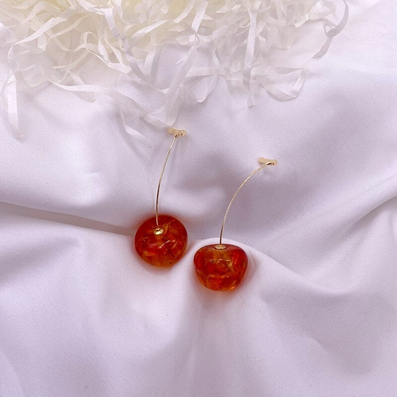 Cherry Earrings Resin Drop Earrings Montipi