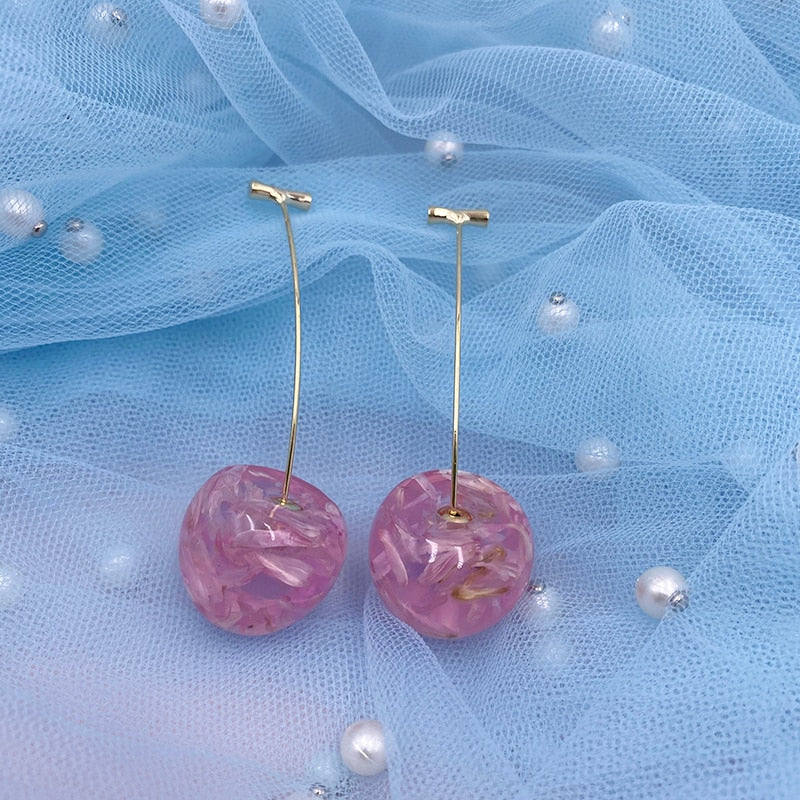 Cherry Earrings Resin Drop Earrings Montipi