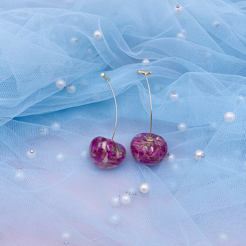 Cherry Earrings Resin Drop Earrings Montipi