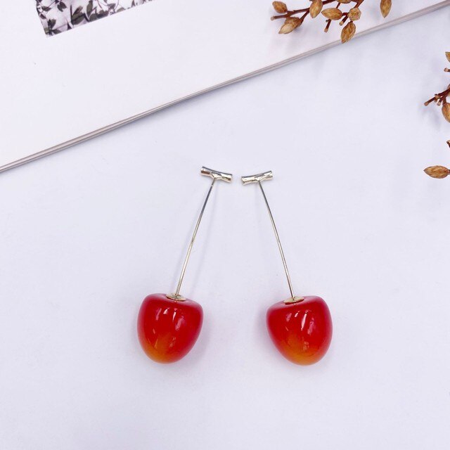 Cherry Earrings Resin Drop Earrings Montipi