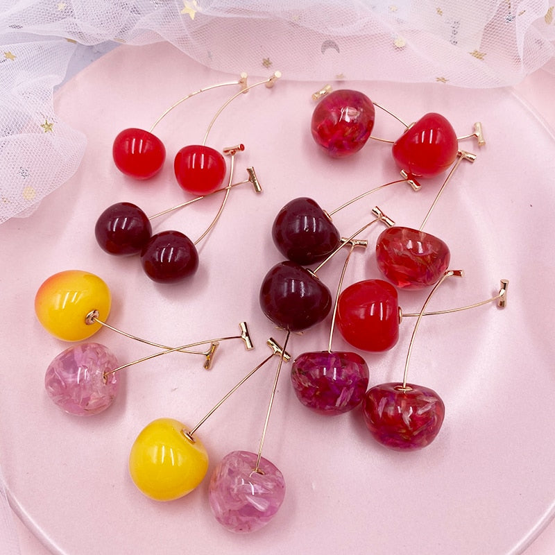 Cherry Earrings Resin Drop Earrings Montipi