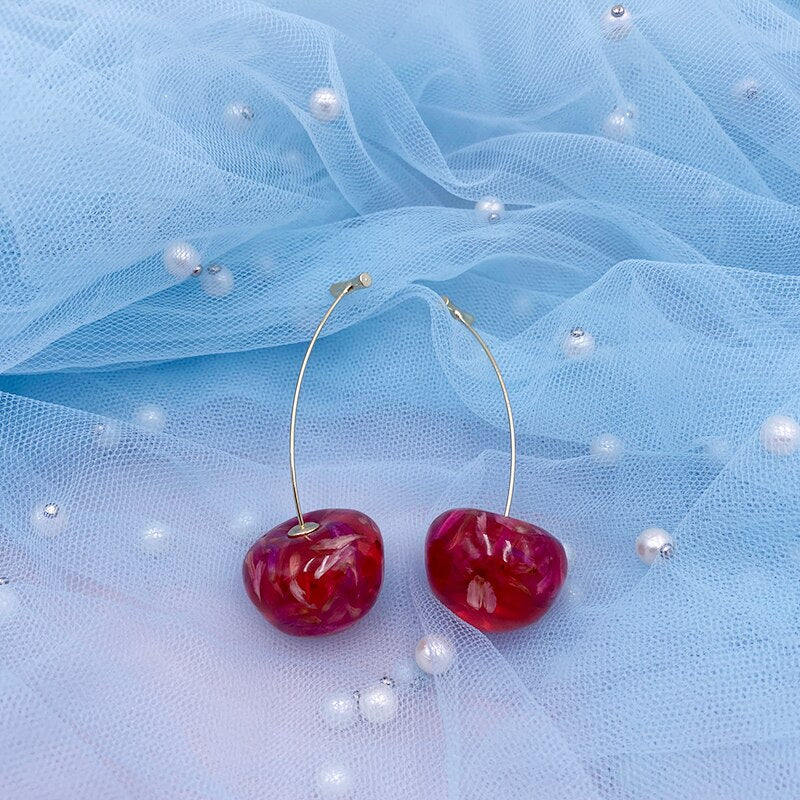 Cherry Earrings Resin Drop Earrings Montipi